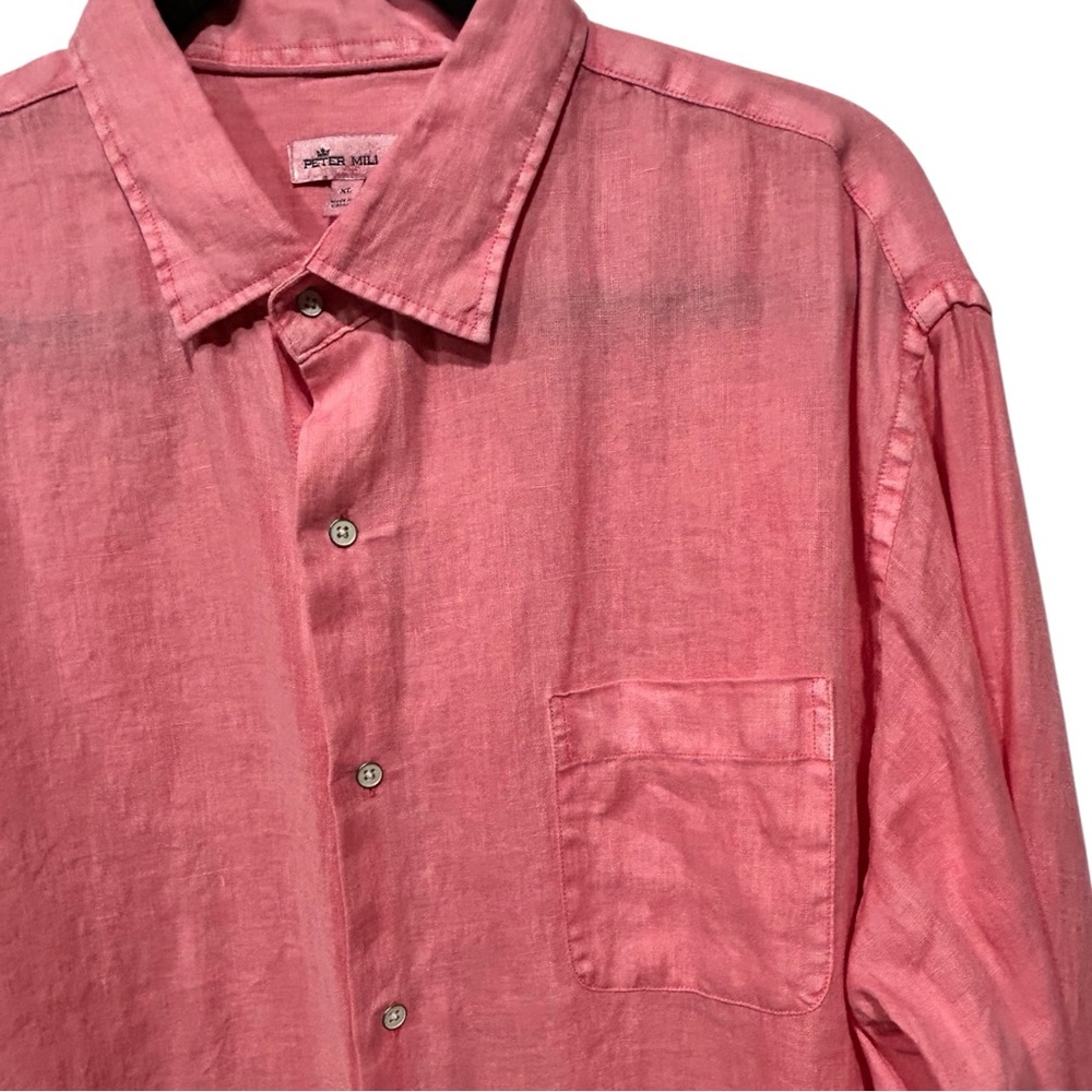 Peter Millar Seaside Garment Dyed Crown Linen Sport Shirt Coastal Golf Preppy XL - Picture 3 of 12